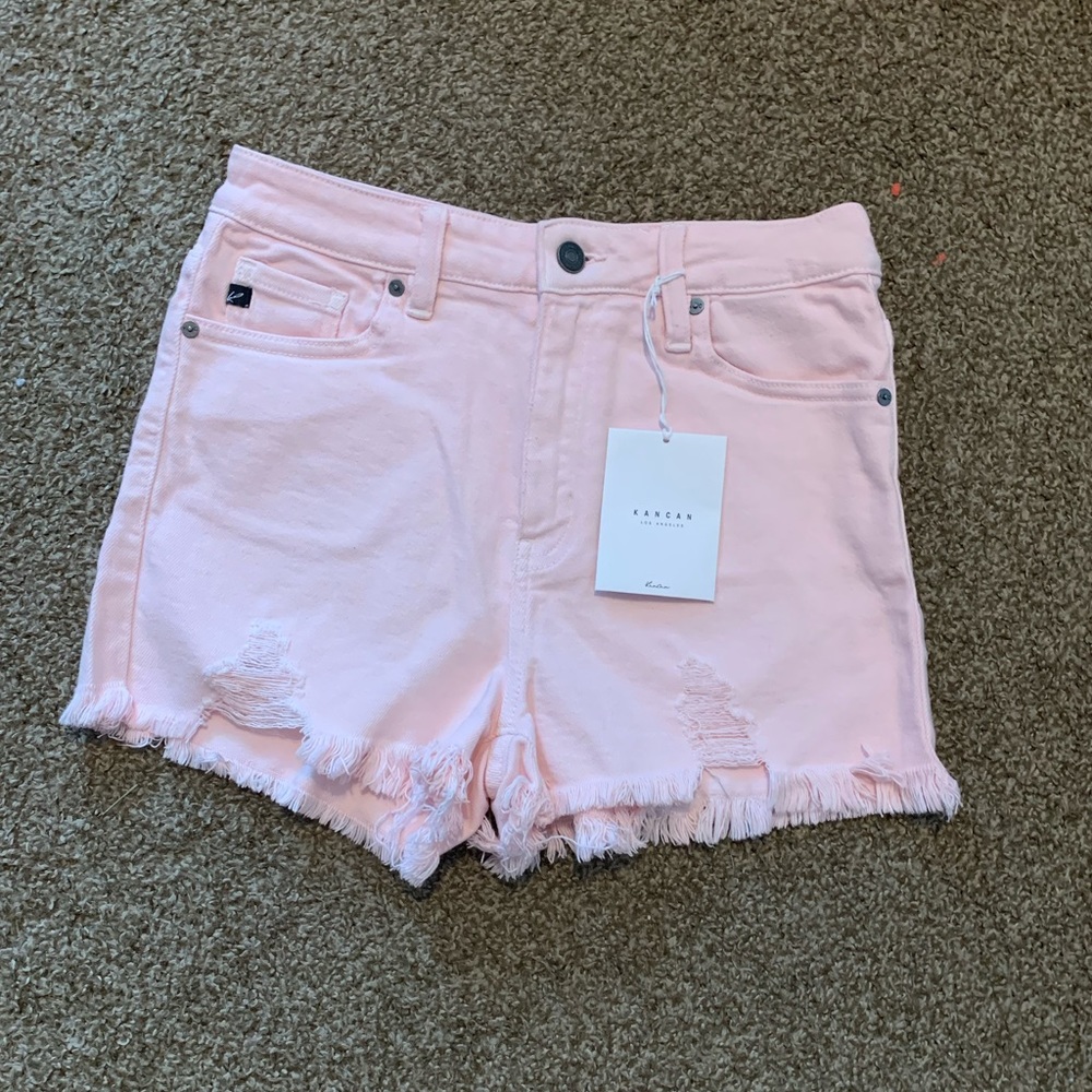 NWT Kancan Shorts Light Pink Distressed Sz Medium